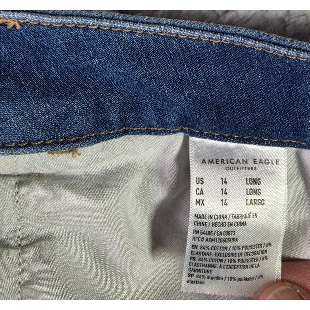 American Eagle Curvy Hi Rise Jegging Crop Jeans Raw Chewed Distressed 14 Long - Picture 5 of 14